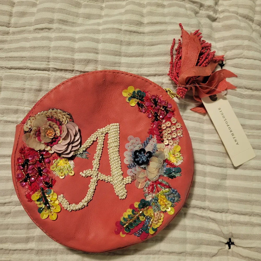 Embroidered Pink Floral Clutch - Picture 1 of 4